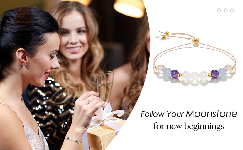 Follow Your Moonstone Bracelets, New Beginnings Graduation College Gift, Inspirational Gifts for Women, High School Graduate Gift for Best Friend or Daughter