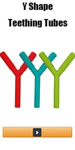 Hollow Teething Tubes Toys for Babies Girls Boys, 6 Pack Silicone Baby Teether Toy Tube for Infants with Nursing Biting Chewing, Chew Straws for Toddlers 6-12 Months (Style A)