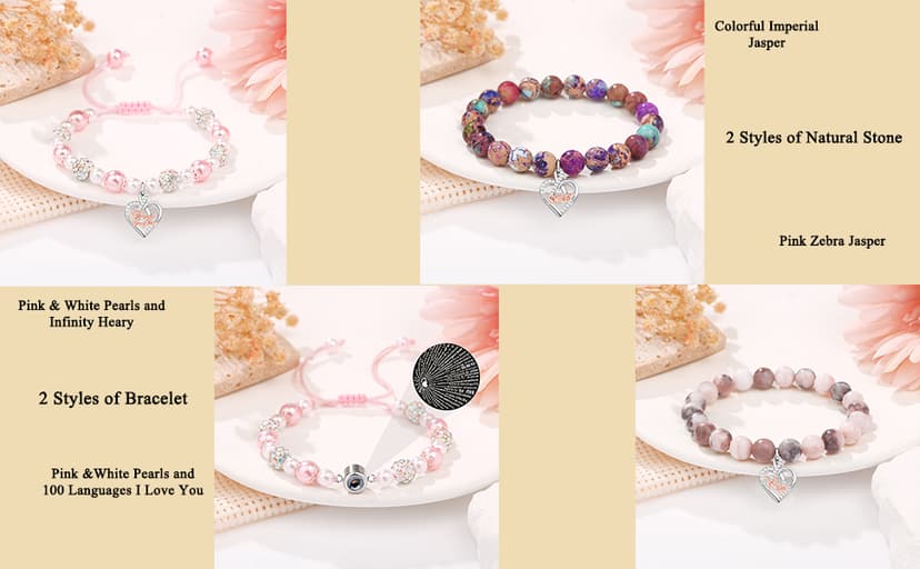 ๐๐ถ๐ณ๐๐ ๐ณ๐ผ๐ฟ ๐ช๐ผ๐บ๐ฒ๐ป ๐๐ป๐ณ๐ถ๐ป๐ถ๐๐ ๐๐ผ๐๐ฒ ๐๐ฒ๐ฎ๐ฟ๐ ๐๐ฟ๐ฎ๐ฐ๐ฒ๐น๐ฒ๐ Christmas Birthday Gifts for Sister Daughter Granddaughter Grandma, Natural Colorful Imperial Jasper Bracelet for Mom Wife Nana Aunt