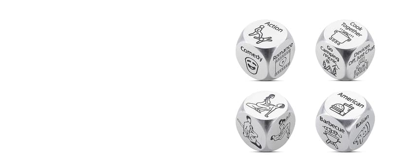 Anniversary Steel Gifts for Him Her Date Night Dice Gift for Boyfriend Girlfriend Wife Husband Couple Women Men Food Dice Decider Sweetest Day Birthday Wedding Valentines Christmas White Elephant