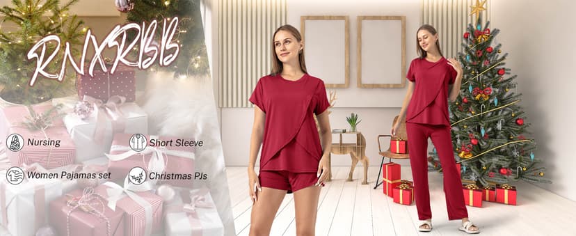 Rnxrbb 3 Piece Postpartum Nursing Pajamas Set Casual Soft Maternity Breastfeeding Pjs Sleepwear Loungewear Clothes Layer