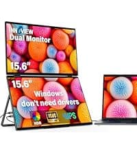 InnoView Portable Monitor 15.6" 1080P for Laptop with Protective Sleeve, Built-in 90° Adjustable Stand USB C HDMI Ultra-Slim Portable Laptop Monitor for MacBook Phone PS Xbox Switch