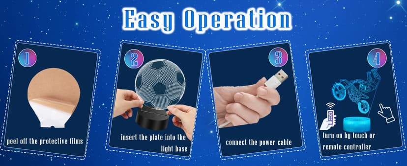 Dirt Bike Night Light, Dirt Bike Gifts for Boy, 3D Illusion Lamp with Remote Control, 16 Colors Changing, RGB Flashing Mode and Dimmable, Gifts for Boys Christmas Decor