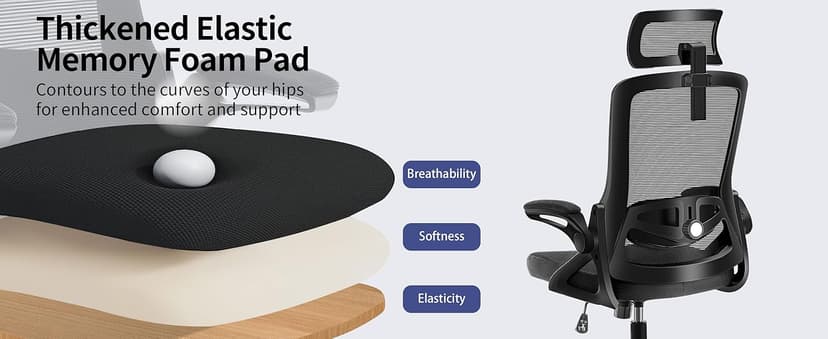 Fizzin Ergonomic Office Chair, 400 LBS Computer Chairs with Adjustable Lumbar Support, Breathable Mesh Desk Chair Ergonomic with Thickened Cushion, Comfy Home Office Desk Chair (Black)