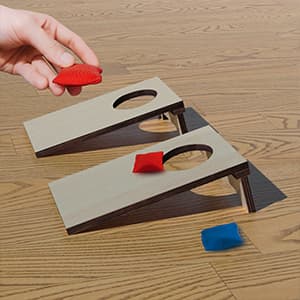 2PCS Mini Tabletop Cornhole Boards, 4.7" W x 7.7" L Wooden Desktop Toss Game with 8 Bean Bags, Portable Game Set for Travel Home