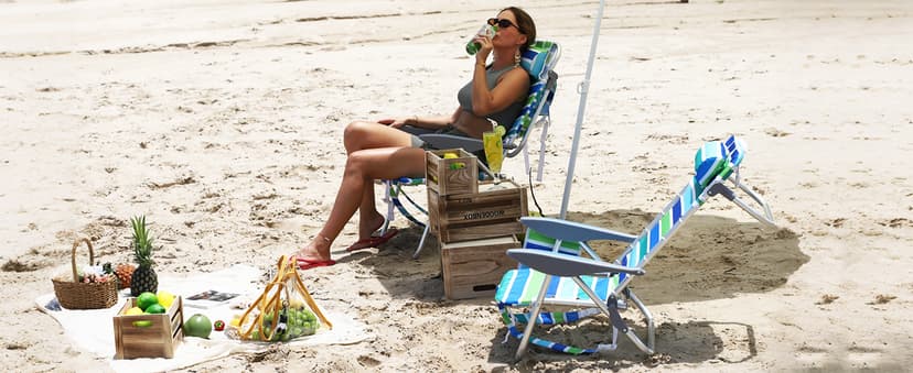GarveeLife Backpack Beach Chair for Adults 2 Pack, Lightweight Portable Lay Flat Folding Beach Chair with 5 Positions, Backpack Straps, Phone Pocket, Cup Holder & Towel Bar, Support to 350LBS