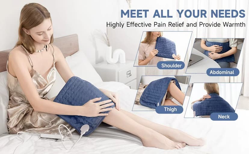 Heating Pad for Back Pain Cramps Relief, ZUODUN Electric Heating Pads for Neck/Shoulder/Leg with Auto Shut Off Large, 6 Heat Settings & Moist Heat Options, Christmas Gifts for Women, Men, Mom, Dad