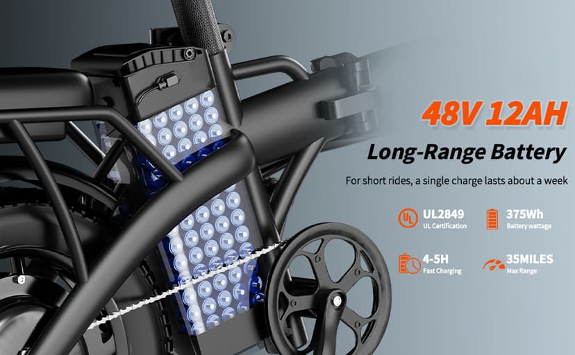 Folding Electric Bike for Adults, 500W Motor 25MPH & 35Miles Long Range, 14” Mini E-Bike with Removable 48V 576Wh Battery, UL Certified Electric Bicycle for Commuting & Teens