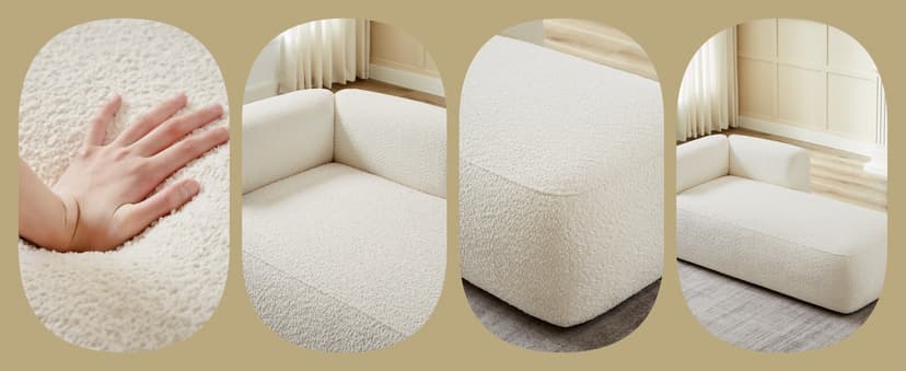Upholstered Chaise Lounge Indoor for Living Room Bedroom Office Chaise Lounge Sofa:Boucle Fabric Modern Leisure Sofa Recliner Chair Sleeper Indoor (Boucle Cream)
