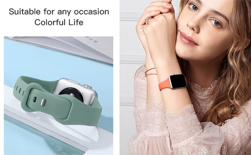 Lerobo Thin Slim Bands Compatible with Apple Watch 40mm 38mm 44mm 45mm 46mm 42mm 41mm 49mm SE iWatch Bands Ultra 3 2 1 Series 11 10 9 8 7 6 5 4 3 2 1 for Women Men, Soft Narrow Sport Strap Wristband