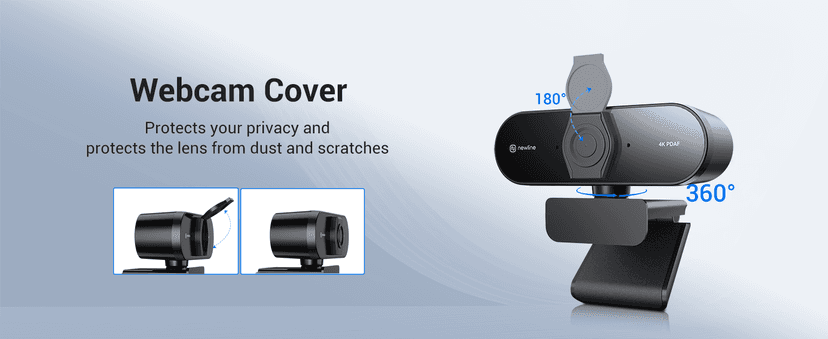 N newline 4K Webcam for PC, PDAF/CDAF Autofocus, 1080P@60FPS, 79° FOV, Auto Light Correction, 2 Noise Reduction Mics, Privacy Cover, USB-A, Streaming Camera for Skype, Teams, Online Meeting, NewEye 62