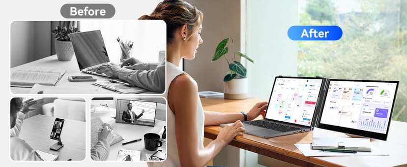Blackview Laptop Screen Extender, 1.3lbs Ultra-Light & 0.17" Ultra-Slim, 14" FHD 1080P IPS Portable Laptop Monitor Extender, Travel Dual Monitor for 13-17",Plug & Play for Windows/Mac/Android/Switch