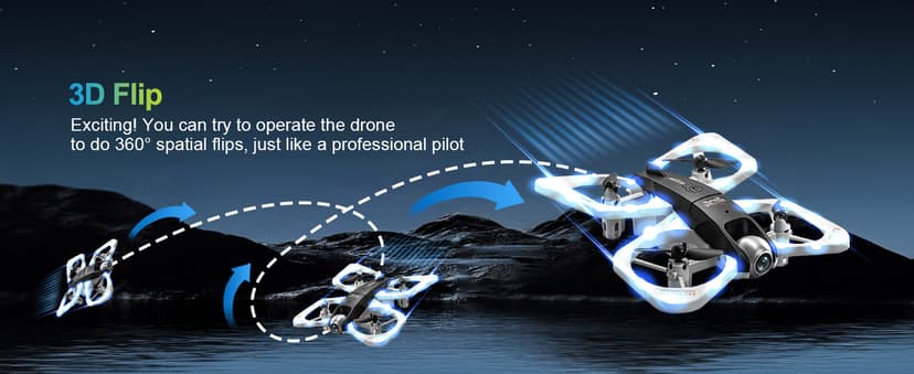S3 WiFi FPV 6-Axis Gyro & 360° Flip Drone with 480P HD Camera for Beginners (White)