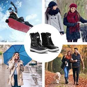 POLAR Womens Snow Boot Quilted Short Winter Snow Rain Warm Waterproof Boots