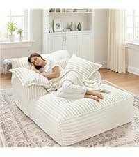 Bean Bag Chair for Adults, Soft Faux Fur Giant Beanbag Chairs, Oversized Cozy Bean Bag Couch Large Reading Chair, Comfy Bean Bag Sofa for Living Room, Bedroom & Dorm, Beige