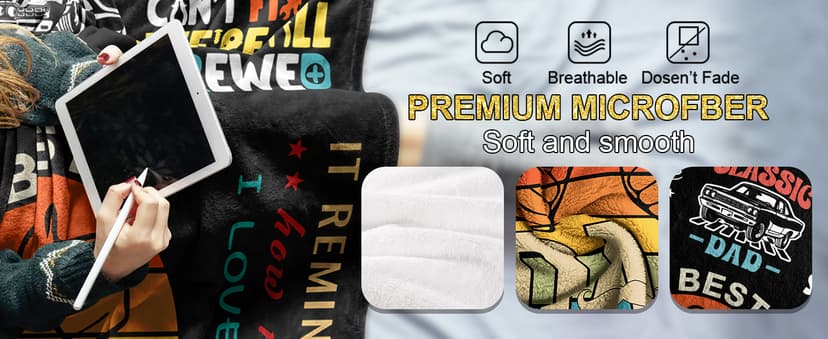Dad Throw Blanket - 50x60 Inch Soft & Durable Gifts for Dad Birthday, Father's Day, Retirement - Perfect for Travel, Camping, Office & Home Use from Daughter or Son