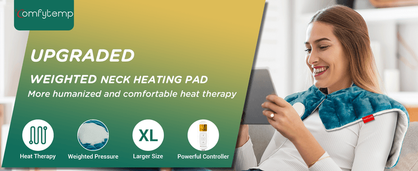 Comfytemp Heating Pad for Neck and Shoulders and Back, 2.6lb Weighted Electric Heat Pad for Pain Relief, Large FSA Eligible Heated Wrap, 9 Heat Settings, 11 Auto-Off, Gifts for Women Men Mom Dad