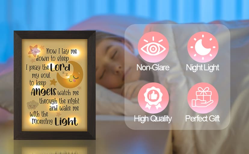 Baptism Gifts for Baby - Christening Gifts for Girls and Boys, Nursery Decor Night Light - Now I Lay Me Down to Sleep