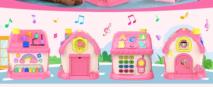 Montessori Toys for 1 Year Old Girl Gifts, 12-in-1 Musical House Toddler Learning Toys for 1-2, 1st First Birthday Gifts for Girls and Boys Baby 6-12 12-18 6-24 Months