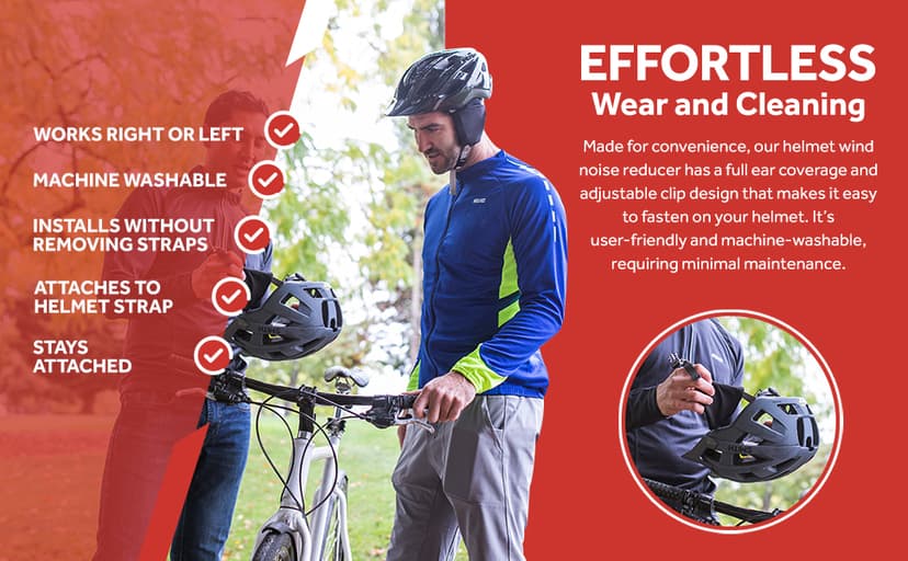 Wind-Blox Focus Bike Helmet Pads, Ear Warmer, Helmet Wind Blocker for Audible Riding, Full Coverage Muffs for Biking and Cycling,