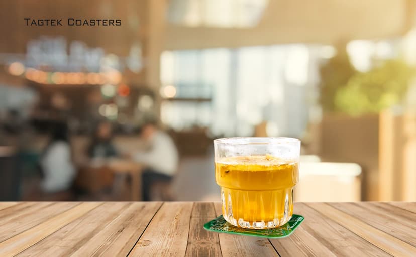 Coasters for Drinks in PCB-Design Green Coasters Decor with Immersion Gold Circuit Board for Coffee Table Bar Office Tech Gifts for Boyfriend Gamer Geek Engineer Dad Men Anniversary