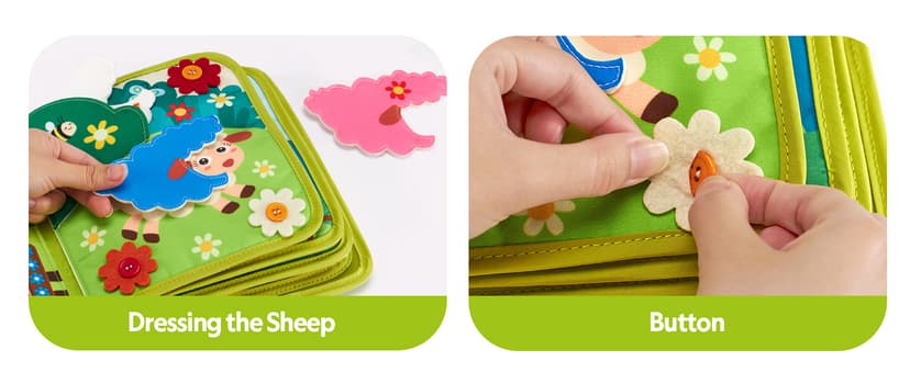 1 Year Old Boy Gifts Educational Quiet Activity Books 10 Pages, Toddler Christmas Stocking Stuffers One Year Old Travel Toys hahaland Busy Book for Toddlers 1-3 - Montessori Toys 1 Year Old Busy Board B0CR3FQ58C
