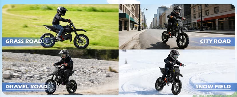 50cc Kids Dirt Bike, 2-Stroke Gas Powered Mini Motorcycle Up to 40MPH, Off-Road Dirt Bike for Kids 8-14 with Front Rear Disc Brakes, Double Shock Absorption (Black)