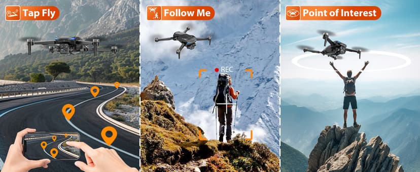 GPS Drone with Camera for Adults - 4K Drone with 4.5” FPV Screen Controller, 60 Min Flight, Brushless Motor Foldable Quadcopter, Auto Return, Follow Me, 3 Speed Modes for Beginners - Gift Under 249g