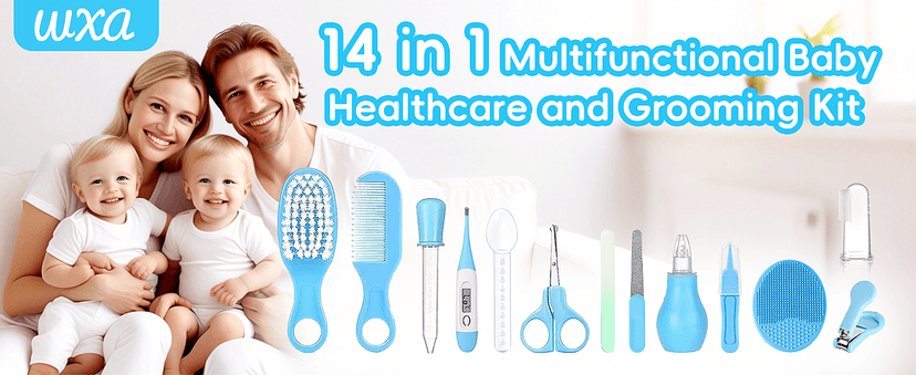 Baby Grooming Kit, Infant Safety Care Set with Hair Brush Comb Nail Clipper Nasal Aspirator,Baby Essentials Kit for Newborn Girls Boys B0B8NKVDJH