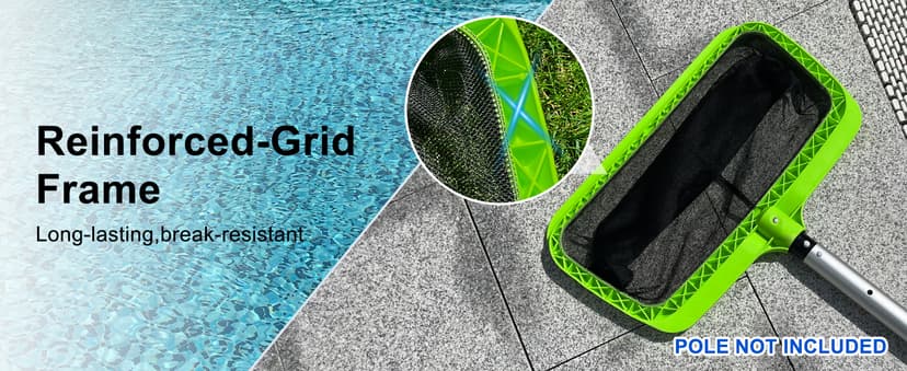 Sepetrel Swimming Pool Leaf Skimmer Net,Reinforced Frame Deep Rake Net