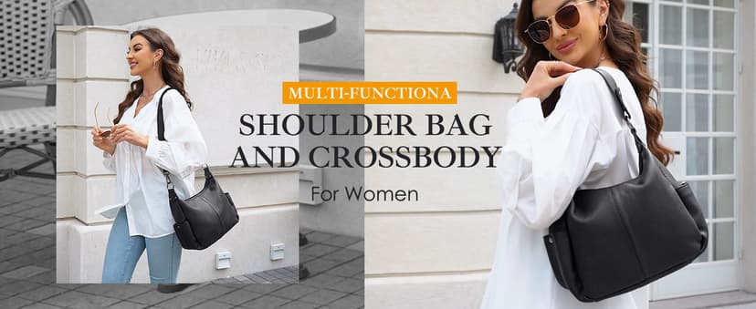 Dulcet Project Genuine Leather Purses for Women Hobo Crossbody Bags Casual Work Shoulder Bag with Adjustable Strap