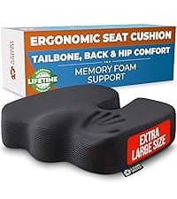 5 STARS UNITED Donut Pillow Hemorrhoid Tailbone Cushion – Large Floor Cushion for Pain Relief – Coccyx, Prostate, Sciatica, Pelvic Floor, Pressure Sores, Pregnancy, Postpartum Recovery, Black