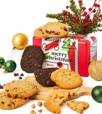 David's Cookies Merry Christmas Assorted Cookies in Sweet Sampler Tin – Fresh Baked Delicious Crunchy Cookies, Gourmet Cookie Gift Box For Friends, Family – Christmas Treats For Holiday Gatherings