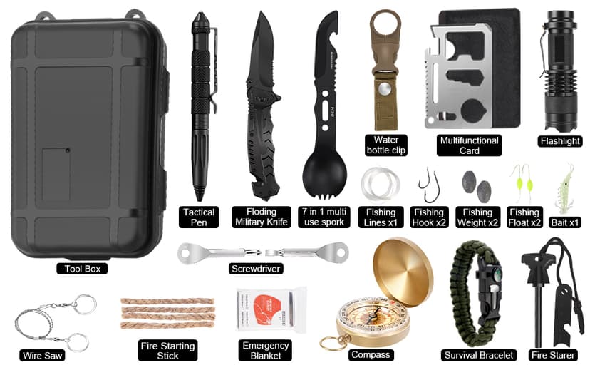 Gifts for Men Dad Christmas Husband Teenage Boy, Survival Kit 28 in 1, Survival Gear Tool Emergency Tactical Equipment Supplies Kits for Families Outdoors Camping Hiking Adventures B09DPFD2DP