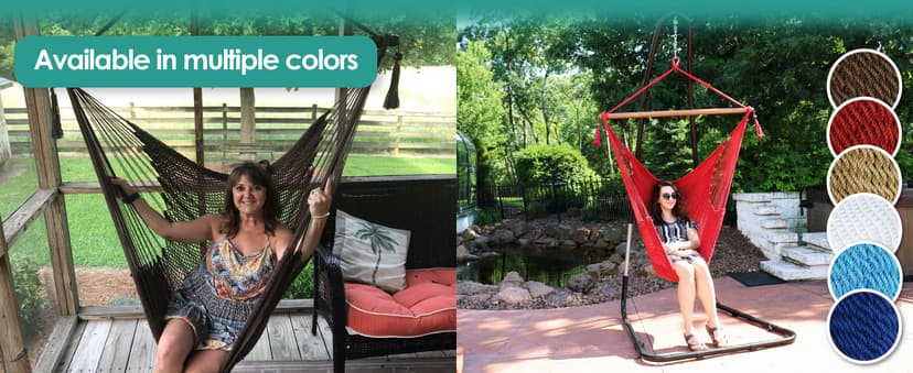 Sunnydaze Outdoor Hammock Chair Swing for Reading - Hanging Hammock Swing for Indoor or Patio - 300lb Capacity - Caribbean XL - Tan