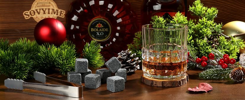 Whiskey Gifts for Men, Whiskey Glasses Set of 2, Granite Chilling Whiskey Stones, Bourbon Gifts for Men, Unique Giftss for Mens Birthday Christmas Father's Day Valentine Retirement Groomsmen