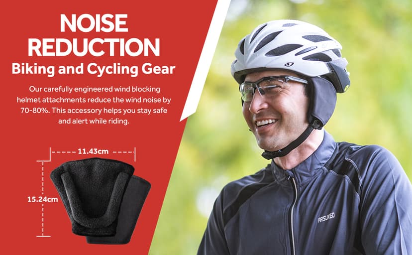 Wind-Blox Focus Bike Helmet Pads, Ear Warmer, Helmet Wind Blocker for Audible Riding, Full Coverage Muffs for Biking and Cycling,