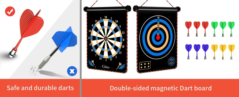 Gitus Magnetic Dart Board Indoor Outdoor Games for Kids with 12 Darts, Gifts for Teenage Boys Teen Boy Gift Ideas Gifts for Boys 8 9 10 11 12 13 14 Years Old Game Room Decor