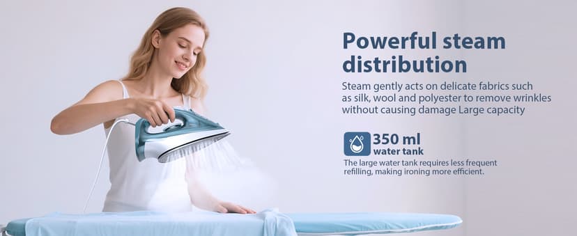 Sundu 1500W Clothes Iron, Steam Iron for Clothes - Ceramic Nonstick Soleplate for Fast Gliding, Self-Clean, Auto Shut-Off, 11.8oz Large Water Tank, Lightweight for Home & Travel Use, Green