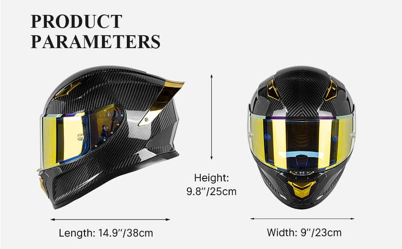 Carbon Fiber Full Face Motorcycle Helmets with Spoiler Sport Touring Street Motorcycle Helmet - Bluetooth Ready Speaker Pockets