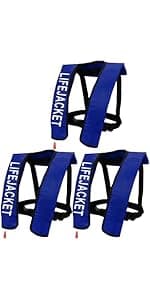 3-Pack Life Jackets for Men Women - 150N Automatic Inflation Swim Vest with Reflective Strips & Safety Buckle ~ Lightweight &Breathable