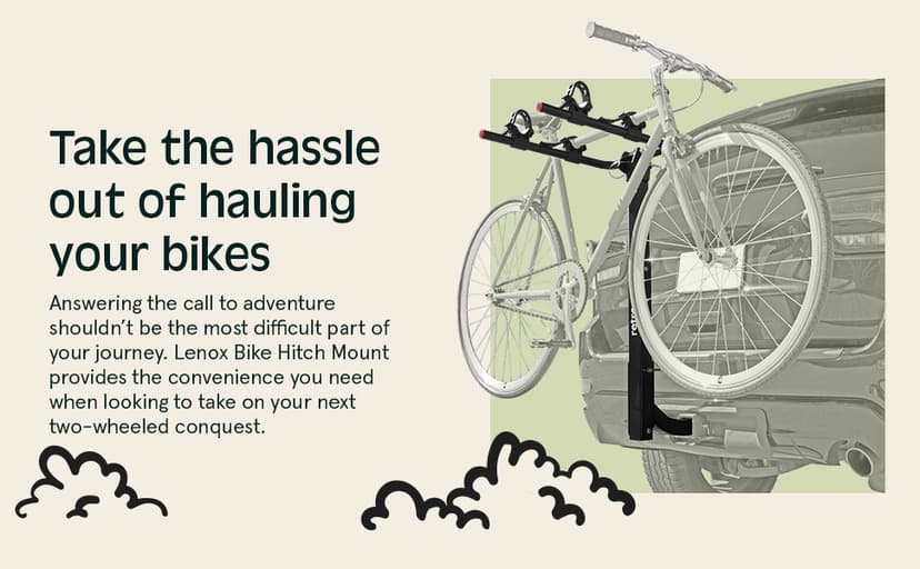 Retrospec Lenox 2-5 - Bike Hitch Rack for Cars, Trucks, SUVs with 2” Hitch | Foldable Steel Frame with Anti-Rattle Adapter, Tie Down Cradles and Straps - Fits Most Frames