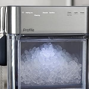 GE Profile Opal 2.0 Ultra Nugget Ice Maker with .75 Gallon Side Tank and Scale Inhibiting Filter, Scoop Included, 38 lbs in 24 Hours, Pellet Ice Machine with WiFi & Smart Connected, Stainless Steel