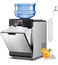 Commercial Nugget Ice Maker Machine, 100Lbs/24H Pellet Chewable Ice, 3-IN-1 Nugget Ice Maker with Ice & Water Dispenser, Self-Cleaning Countertop Stainless Steel Ice Machine for Business, Office,Party
