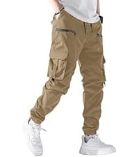 PLEPAN Men's Casual Cargo Pants Drawstring Hiking Pants Workout Tactical Joggers Sweatpants for Men