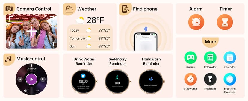 Smart Watch for Women, 1.27" AMOLED Screen Smartwatch with Answer/Make Call for iPhone/Android/Samsung, Fitness Tracker with 120+ Sport Modes, Heart Rate/Sleep/Health Monitor, IP68 Waterproof, 2 Bands
