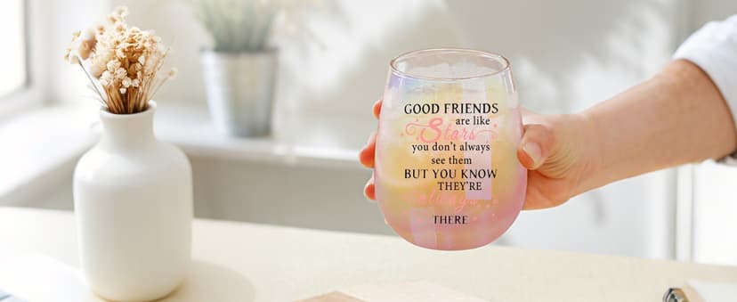 Yalucky Friendship Gifts for Women Wine Glasses Drinking Personalised Birthday Gifts for Friend Men Special Friends Gift Leaving Gift for Her Colleague Best Friend B0C69J45XJ