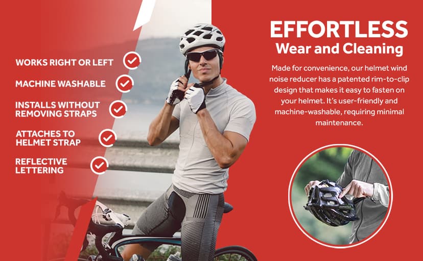 Wind-Blox Pro Helmet Attachment, Wind Noise Blocker Helmet Accessory, Noise Reduction Biking and Cycling Gear, Noise Block Helmet Add-On with Adjustable Straps