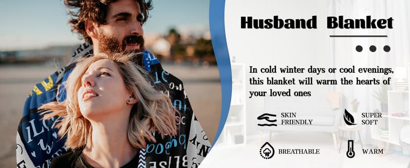 Gifts for Husband, Husband Birthday Gifts from Wife Blanket 60"x50", Cool Anniversary Wedding Gifts B0DJ7222F1