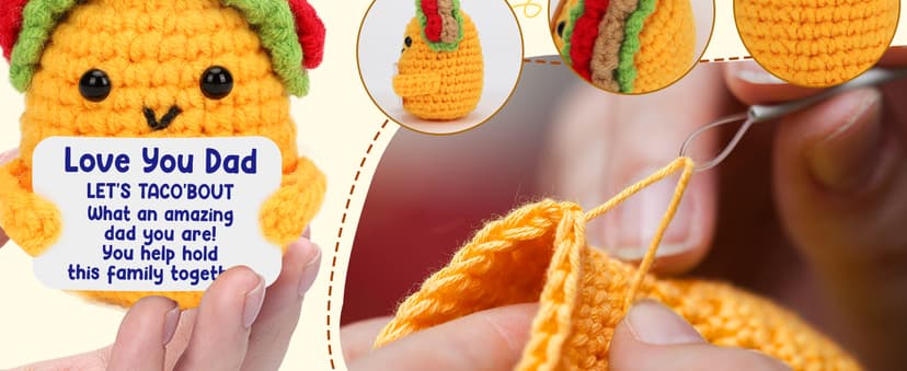 Dad Christmas Birthday Gifts from Daughter Son I Love Best Dad Ever Gifts for New Single Step Dads Thank You Daddy Cool Funny Present Fathers Day Handmade Crochet Taco Gift